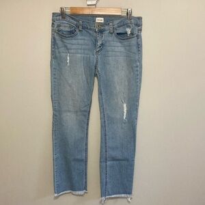 Sneak Peek Denim Blue Jeans Distressed Raw Hem Size 11 Juniors